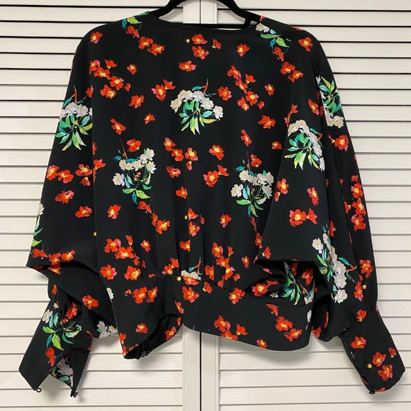 ASOS Long Sleeve Black and Red Floral Top - US 8 - Picture 4 of 4